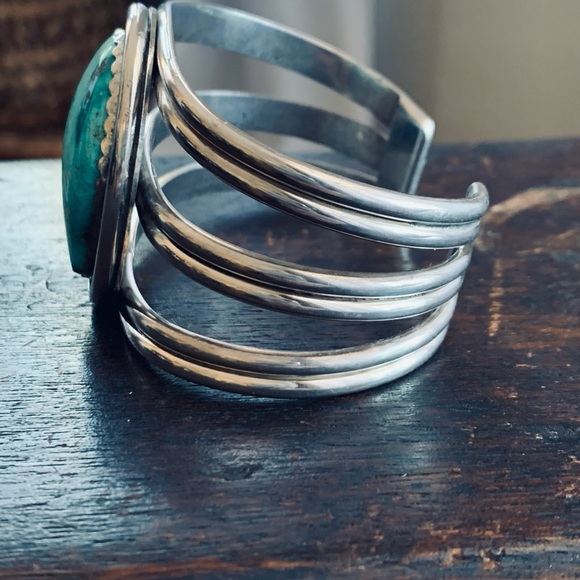 Vintage 78 gms Southwestern Turquoise Row Cuff Bracelet - Picture 7 of 14